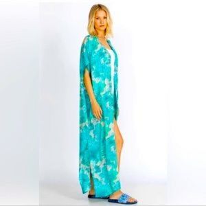 Calme by Johnny Was V Neck Maxi Kaftan Dress/Cover Up Size S/M